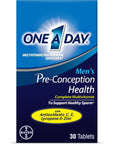 One A Day Men's Pre-Conception Health Multivitamin to Support Healthy Sperm, Supplement for Men with Vitamin C, Vitamin E, Selenium, Zinc, and Lycopene, 30 Count