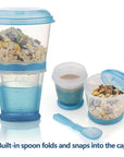 Cereal On The Go, Cup Container Breakfast Drink Milk Cups Portable Yogurt and Travel To-Go Food Containers Storage With Spoon(Blue)