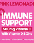 Ryl Immune Support Iced Tea Pink Lemonade 500mg Vitamin C with Vitamin D  Zinc Zero Sugar Zero Calories 160 Fl Oz 12Pack