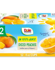 Dole Fruit Bowls Diced Peaches in 100% Juice - 4 oz (Pack of 12)