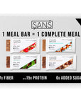 SANS Meal Replacement Protein Bar Gluten Free Healthy High Protein Snacks High Fiber No Sugar Added Dairy Free Soy Free Variety Pack 12 Bars