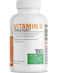 Vitamin K Triple Play (Vitamin K2 MK7 / Vitamin K2 MK4 / Vitamin K1) Full Spectrum Complex Vitamin K Supplement, 180 Capsules