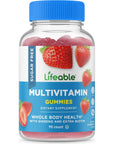 Lifeable Sugar Free Multivitamin - Great Tasting Natural Flavor Gummy - with Vitamin A, C, D, E, Niacin, B6, Folate, B12, Biotin, Pantothenic Acid, Iodine, Zinc, Chromium, and Molybdenum - 90 Gummies