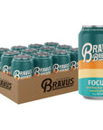 Bravus Focus Functional Sparkling Water 12Pack  Brewed with Adaptogens Nootropics and Hops  Hints of Lemon and Ginger 100 Organic Vegan GlutenFree