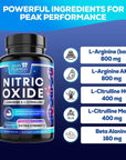 Extra Strength Nitric Oxide Supplement L Arginine 3X Strength - Citrulline Malate, AAKG, Beta Alanine - Premium Muscle Supporting Nitric Booster for Energy & Strength to Train Harder - 60 Capsules