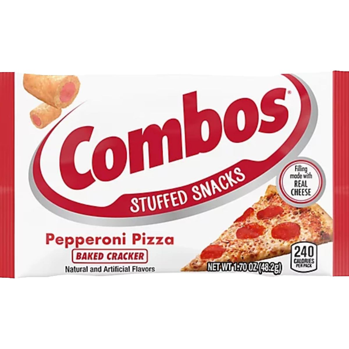 Combos Pepperoni Pizza Baked Cracker Singles 17 oz Bag Pack of 8 with By The Cup Bag Clip