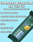 Green Super Protein Meal Bars 20g plant protein Organic Greens high fiber vegan no soy non gmo 82g Bar 8 Count Apple Cinnamon