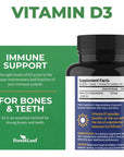 ForestLeaf - Vitamin D3 IU Weekly Supplement - Vitamin D Capsules for Bones, Teeth, and Immune Support - Easy Swallow Pure Vitamin D3 Caps (5,000 IU - 180 Count)