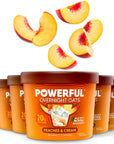 Powerful Overnight Oats Oatmeal Cup, High Protein, Whole Grain, Kosher, Natural Ingredients, 20g Protein, Peaches and Cream, 6 Pack