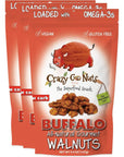 Crazy Go Nuts Walnuts - Buffalo, 4.5 oz (3-Pack) - Healthy Snacks, Vegan, Gluten Free, Superfood - Natural, ALA, Omega 3 Fatty Acids, Good Fats, and Antioxidants