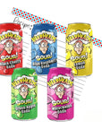 Warheads Sour Soda Pop Variety 5 Pack  12 oz Cans  with 1 June Street Market Blank Recipe Card style may vary