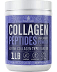 Collagen Peptides Powder for Women Hydrolyzed Collagen Protein Powder Types I and III Non-GMO Grass-Fed Gluten-Free Kosher and Pareve Unflavored Easy to Mix Drink Healthy Hair Skin Joints Nails 1Lb