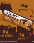 Quest Nutrition Dipped Chocolate Peanut Butter Protein Bars 18g Protein 1g Sugar 3g Net Carbs Gluten Free 12 Count