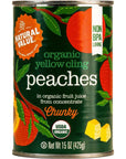 Natural Value Organic Yellow Cling Chunky Peaches 15 oz pack of 4 Product of USA Gluten Free Vegan GMO Free Non BPA Lining In organic fruit juice from concentrate