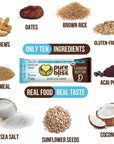 Organic Real Food Bar (Acai Coconut) Non-GMO, Gluten Free, Vegan, Nutrition Bars, Energy Bars, Super Food Simple Ingredients, Best Tasting, Healthy Snack, Breakfast Bars, Dairy Free, Soy Free, Pure Bliss Organics (1.7 oz bar, 12-Pack Case)