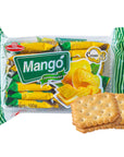 Mango Flavor Cream Cracker Sandwich, Butter, and Tropical Mango-Flavored Rich Cream Cookies Asian Snack 12pcs/1pack