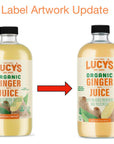 Lucys Family Owned  Made From Fresh Pressed Organic NonGMO 99 Pure Ginger Juice 34 oz Glass Bottle