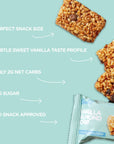 Sinless Snacks Keto Granola Bar, Sweet Subtle Vanilla Almond Snack, Chewy & Grain Free, 1g Sugar, 2g Net Carbs, Keto Snacks, Paleo Friendly, Gluten Free, No Sugar Added (12 Pack)