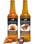 Syruvia Coffee Syrup Variety Pack  Caramel  peanut butter cup GlutenFree Kosher 254 fl oz Bottles  Enhance Your Coffee Experience with Premium Flavoring Syrups