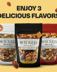 Wicked Mix Snack Mix with Mixed Nuts Sweet and Salty Trail Mix Snack Packs with Almonds Cashews Pretzels Pecans  Healthy Snacks Zero Trans Fat Original Mix Pack of 3