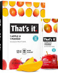 That's it. Apple + Mango 100% Natural Real Fruit Bar, Best High Fiber Vegan, Gluten Free Healthy Snack, Paleo for Children & Adults, Non GMO No Sugar Added, No Preservatives Energy Food (12 Pack)