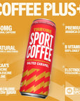 THRONE SPORT COFFEE Salted Caramel Iced Coffee 150mg Natural Caffeine Low Cal Low Sugar Dairy Free Cold Brew 11oz 12PK