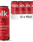 blk Natural Alkaline Sparkling Mineral Electrolyte Infused with Fulvic and Amino Acids Zero Sugar Zero Calories Drink Strawberry Rhubarb Flavored 16 oz 12 pack