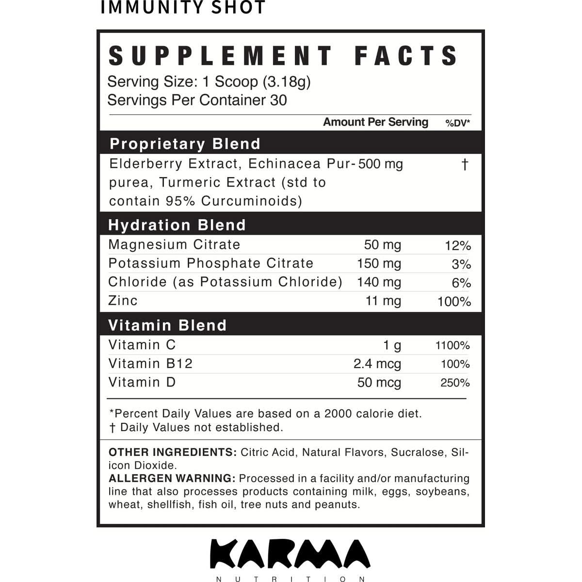 Karma Nutrition Immunity Shot in Berry Razz Flavor  Enhanced with Echinacea for Immune Support  Skin Health  Elderberry Turmeric Vitamins C B12 D  Convenient  Delicious Wellness Boost