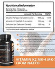 Vitamin K2 Supplements - Full Spectrum Vitamin K2 MK7, MK4 & Calcium - High Strength Vitamin K Works with Vitamin D3 K2 5000 IU - K2 Vitamin Supplement 600mcg - Support Bone Health - 90 Capsules