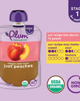 Plum Organics | Stage 1 | Organic Baby Food Meals [4+ Months] | Peach Puree | 3.5 Ounce Pouch (Pack of 12) Packaging May Vary