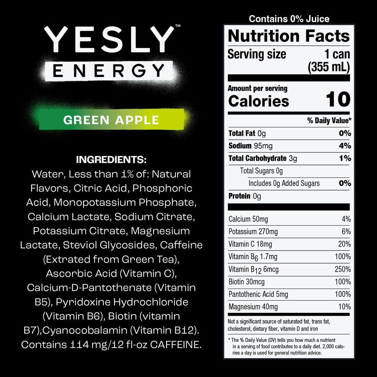 Yesly Energy  All Natural Clean Energy Drink  Zero Sugar Functional Energy Infused with Vitamins and Electrolytes  Variety Pack 12 Fl Oz Pack of 12