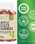 Vegan Apple Cider Vinegar Gummies | Max Strength 1000mg | ACV Supplement Gummy for Adults, Supports Healthy Digestion, Metabolism, Natural Apple Flavor with Mother, Gluten Free, Non-GMO - 60 Gummies