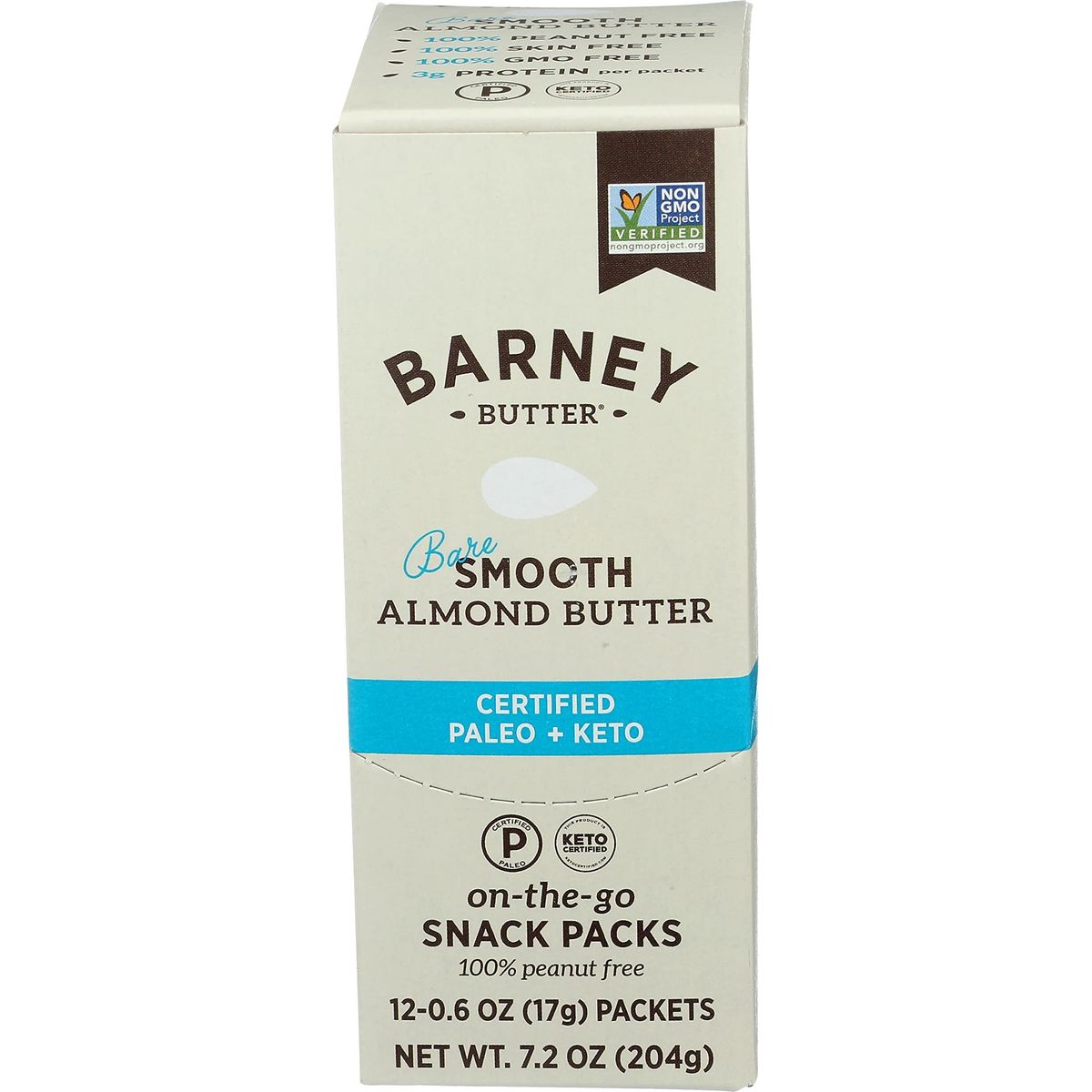 Barney Butter Bare Smooth Almond Butter, No Added Sugar Or Salt, 0.6 Ounces (Pack Of 12)