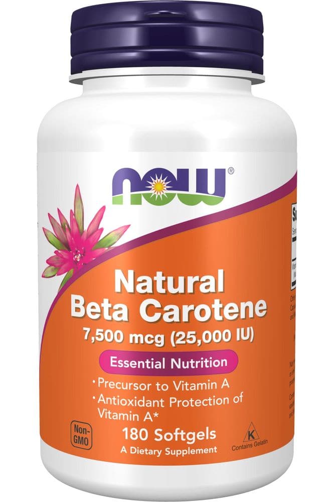 NOW Supplements, Natural Beta Carotene 25,000 IU, Essential Nutrition, 180 Softgels