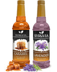 Syruvia Coffee Syrup Variety Pack  Caramel  Lavender GlutenFree Kosher 254 fl oz Bottles  Enhance Your Coffee Experience with Premium Flavoring Syrups