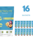 Electrolyte Powder DrinkNatural Passion Fruit flavorHydration Powder PacketsEasy Open Single Serving SticksNonGMOFree of Soy Dairy Gluten Tree nut 16 Sticks 6 grams each