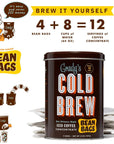 Gradys Cold Brew Coffee  Original  Brewed Strong  New Orleans Style Cold Brewed coffee Concentrate  Medium Roast Gourmet Coffee  Coffee Can  4 Bean Bags  12 Servings Per Can