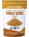 Lekithos Organic Wheat Germ Protein Flakes  8 oz  8g Protein  Certified USDA Organic NonGMO Project Verified No Added Sugars  Certified Vegan