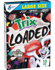 Trix Loaded Cereal Fruity Flavored Cereal With Artificially Flavored Vanilla Crème Filling Made With Whole Grain Large Size 13 oz Pack of 4 Bundled With V2u Utensil Set