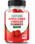 Apple Cider Vinegar Gummies 1000mg - Vitamin B12, Beetroot, Pomegranate, Natural Digestion, Detox, Weight Management & Immune Health - Raw ACV with The Mother, Vegan, Non-GMO, Gluten-Free, 60 Gummies