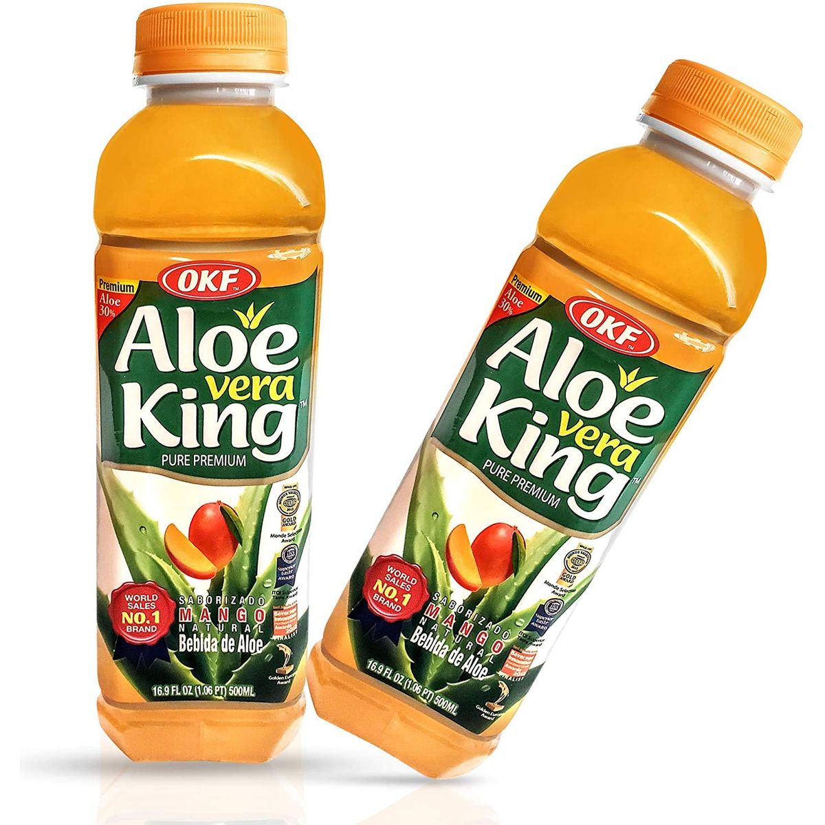 OKF Aloe Vera King Drink Flavors includes Coco Original Grape Mango Pineapple Watermelon Pomegranate Gold Kiwi Peach and Strawberry 10 flavor variety pack 10