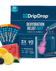 DripDrop Hydration - Electrolyte Powder Packets - Watermelon, Berry, Orange, Lemon - 32 Count