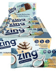 Zing Dark Chocolate Coconut Vegan Protein Bars, Gluten Free with High Protein, High Fiber, Dairy Free Nutrition Bars, Plant Based Protein, Kosher, Low Sugar, No Sugar Alcohols - 12 count