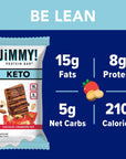 JiMMY Keto Protein Bar Energy Bar with Low Net Carb Count Keto Friendly Low Sugar Gluten Free High Protein Snack Chocolate Strawberry Nut 12 Count