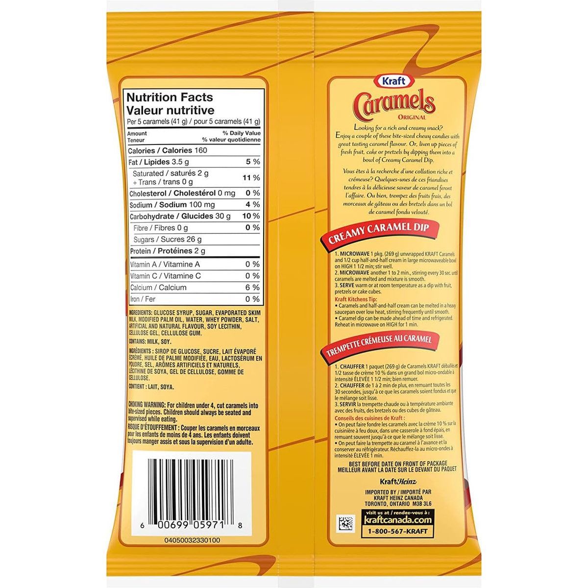 Kraft Original Caramels Chewy Candy 269g95oz Bag Imported from Canada