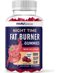 Sugar-Free Night Time Fat Burner Gummies for Sleep & Weight Loss Support | Hunger Suppressant & Metabolism Booster, Shred Belly Fat While You Sleep | Nighttime Diet Supplement for Women & Men | 60 Ct.