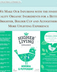 Higher Living Organic Moringa  Peppermint Tea  Premium Blend 22g 15 Teabags  Refreshing Flavor Organic Ingredients Digestive Support  CaffeineFree Herbal Tea