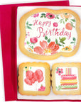 Happy Birthday Cookies Gift Basket For Women and Girls Her Decorated Sugar Cookie Gift Box Floral  Nut Free  3 Pack  Kosher