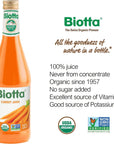 Biotta Organic Carrot Juice  100 Juice Superfood For Optimal Eye Health Immune Support  Muscle Recovery  Excellent Source of Vitamin A  Good Source of Potassium  169 Fl Oz Pk of 6