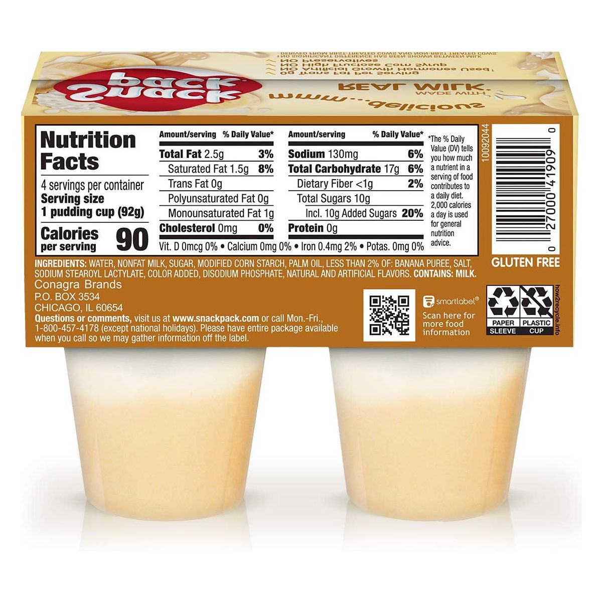 Snack Pack Pie Pudding Cups Banana Cream 13 oz 4 ct